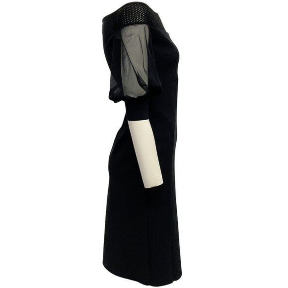 Chiara Boni Black Techno Off Shoulder Dress with Mesh - Picture 2 of 5